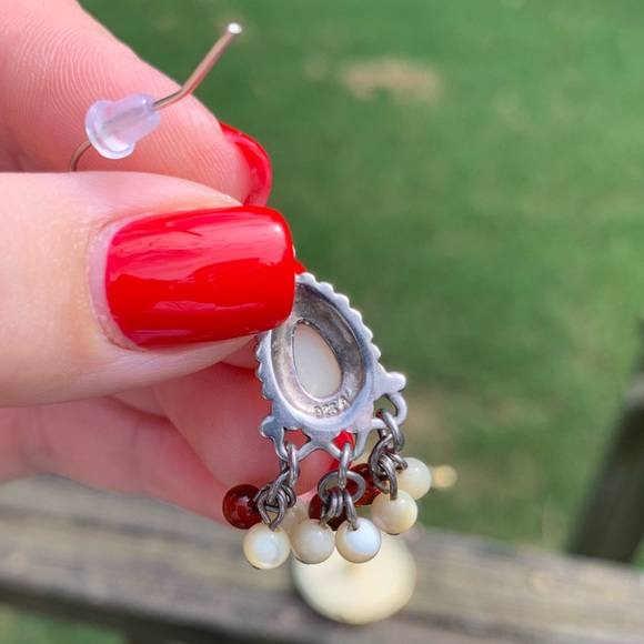 Sterling Silver 925 Stamped Teardrop Stone Earrings - Picture 8 of 8